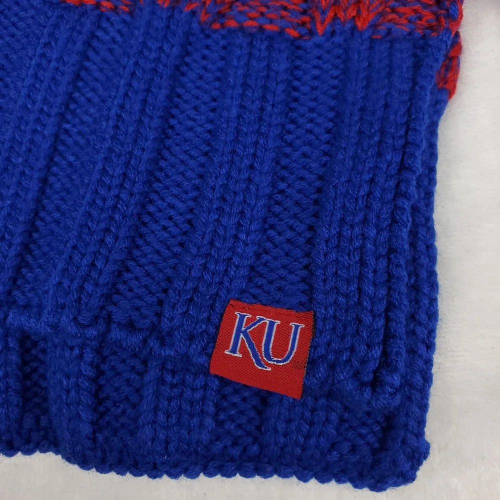 Kansas Jayhawks Adidas NCAA Knit Scarf Woven Label Logo‎ Red Navy New